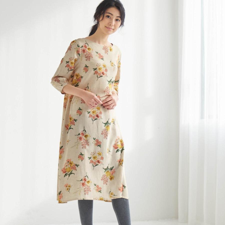 ナチュラルな素材感のレーヨン混プリントワンピース ピンク系花柄 M L Ll 3l ベルメゾン Paypayモール店 通販 Paypayモール