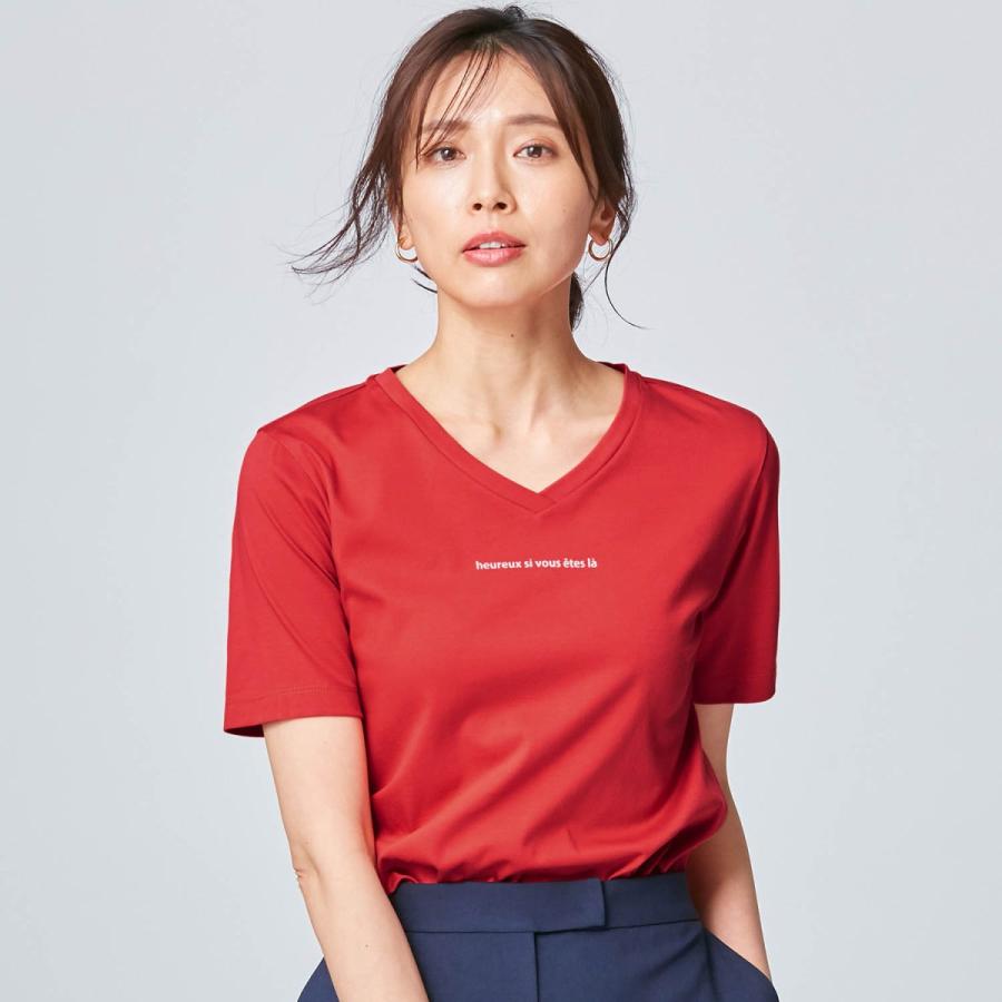 ベルメゾン 綿１００ ピマコットン大人のキレイめロゴｔシャツ レッド S M L Ll 3l ベルメゾン Paypayモール店 通販 Paypayモール