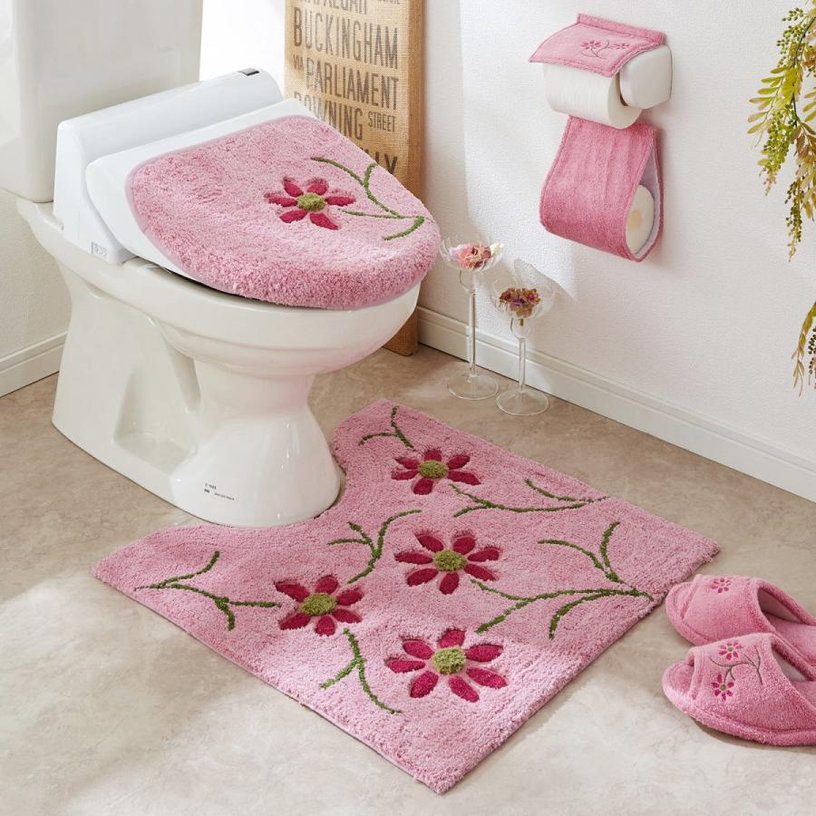 天然素材の花柄トイレマット 単品 マットのみ ピンク 標準マット フタカバーなし ベルメゾン Paypayモール店 通販 Paypayモール