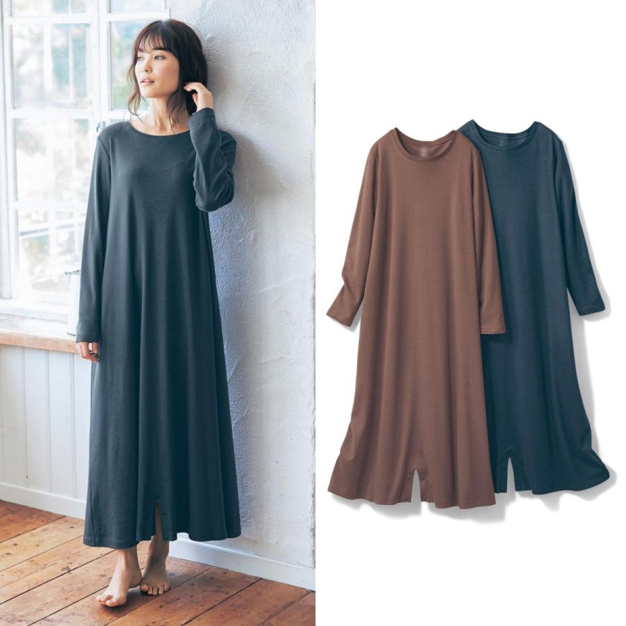 なめらか保湿素材のストレスフリーなマタニティサイズ２ｗａｙ長袖ワンピースパジャマ ダークネイビー マタニティm L ベルメゾン Paypayモール店 通販 Paypayモール