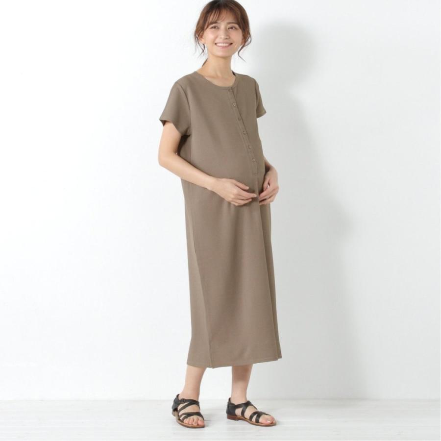 マタニティ半袖ヘンリーネックワンピース モカ マタニティm L ベルメゾン Paypayモール店 通販 Paypayモール