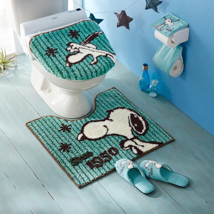 ふかふかトイレマット フタカバーセット ｐｅａｎｕｔｓ スヌーピー グリーン系 標準マット 温水フタセット ベルメゾン Paypayモール店 通販 Paypayモール