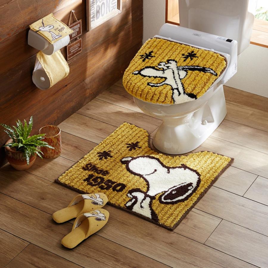 ふかふかトイレマット フタカバーセット ｐｅａｎｕｔｓ スヌーピー グリーン系 標準マット 温水フタセット ベルメゾン Paypayモール店 通販 Paypayモール