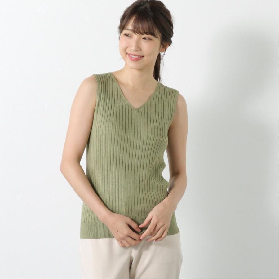シンプルで合わせやすい リブｖネックノースリーブニット ライトカーキ M L ベルメゾン Paypayモール店 通販 Paypayモール
