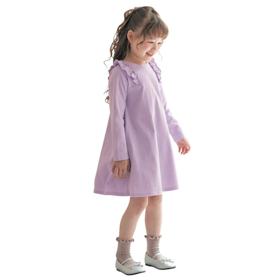 肩フリル長袖カットソーワンピース ラベンダー 90 100 110 1 130 ベルメゾン Paypayモール店 通販 Paypayモール