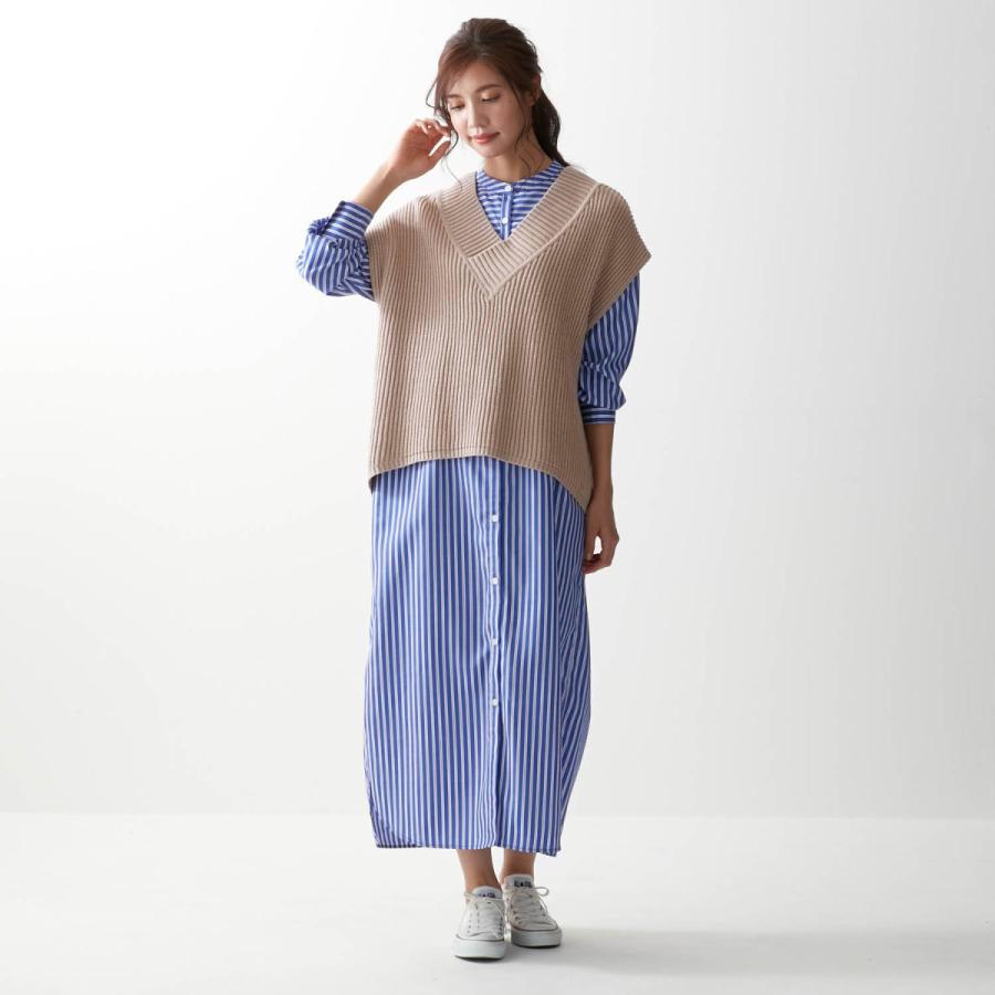 予約販売品 ニットベスト ストライプロングワンピースセットアップ ブルー系 S M L Ll 正規激安 Www Aqtsolutions Com