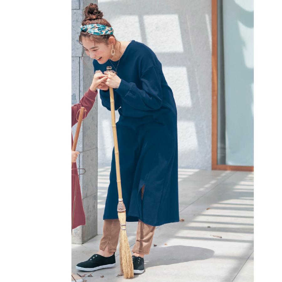 スリット入りレディースカットソーワンピース ネイビー M L ベルメゾン Paypayモール店 通販 Paypayモール