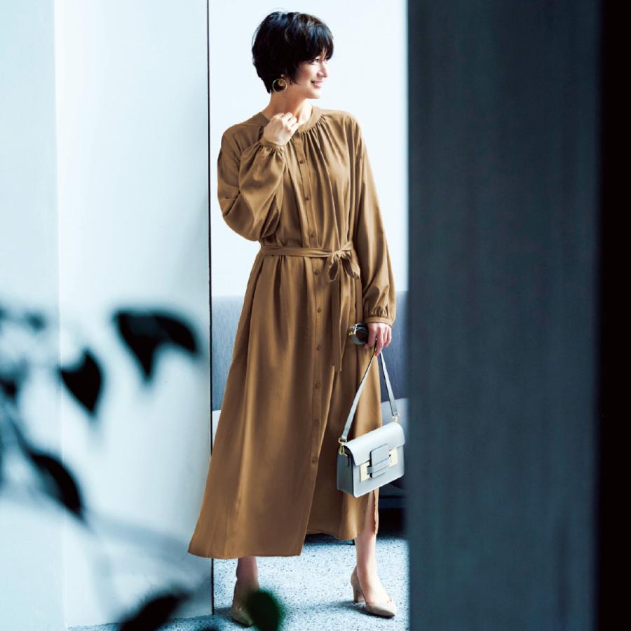 ワンピース レディース ロング 3way 長袖 S M L Ll 羽織り ベルト付き ペチコート付き きれいめ 光沢感 ロングワンピ 30代 40代 50代 スタイルノート ベルメゾン Paypayモール店 通販 Paypayモール