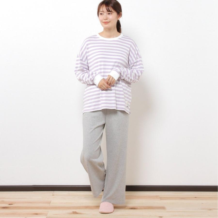 Gita ジータ プチプラ 家族でおそろいレディースやわらかスムースパジャマ ラベンダーボーダー M L ベルメゾン Paypayモール店 通販 Paypayモール