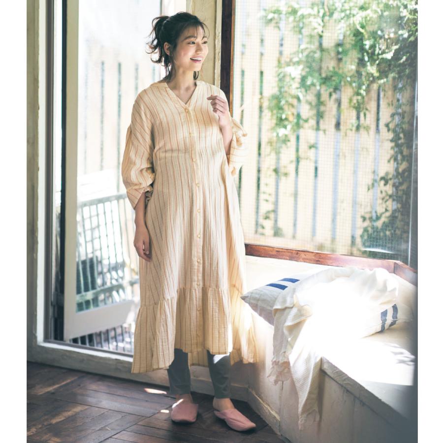 数量限定 入院準備に マタニティサイズ袖バルーンダブルガーゼワンピース レギンスパジャマ ラベンダー系ストライプ マタニティm マタニティl Materialworldblog Com