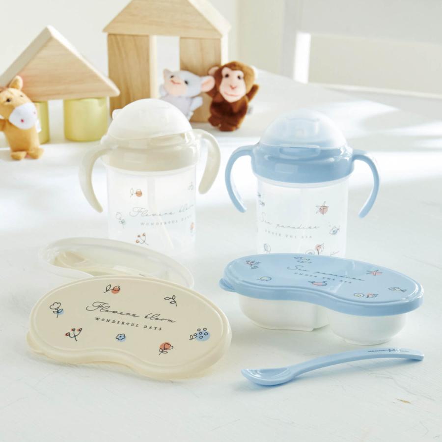 手書き風イラストの離乳食ケースとストローマグのセット 日本製 ｓｅａ ベルメゾン Paypayモール店 通販 Paypayモール