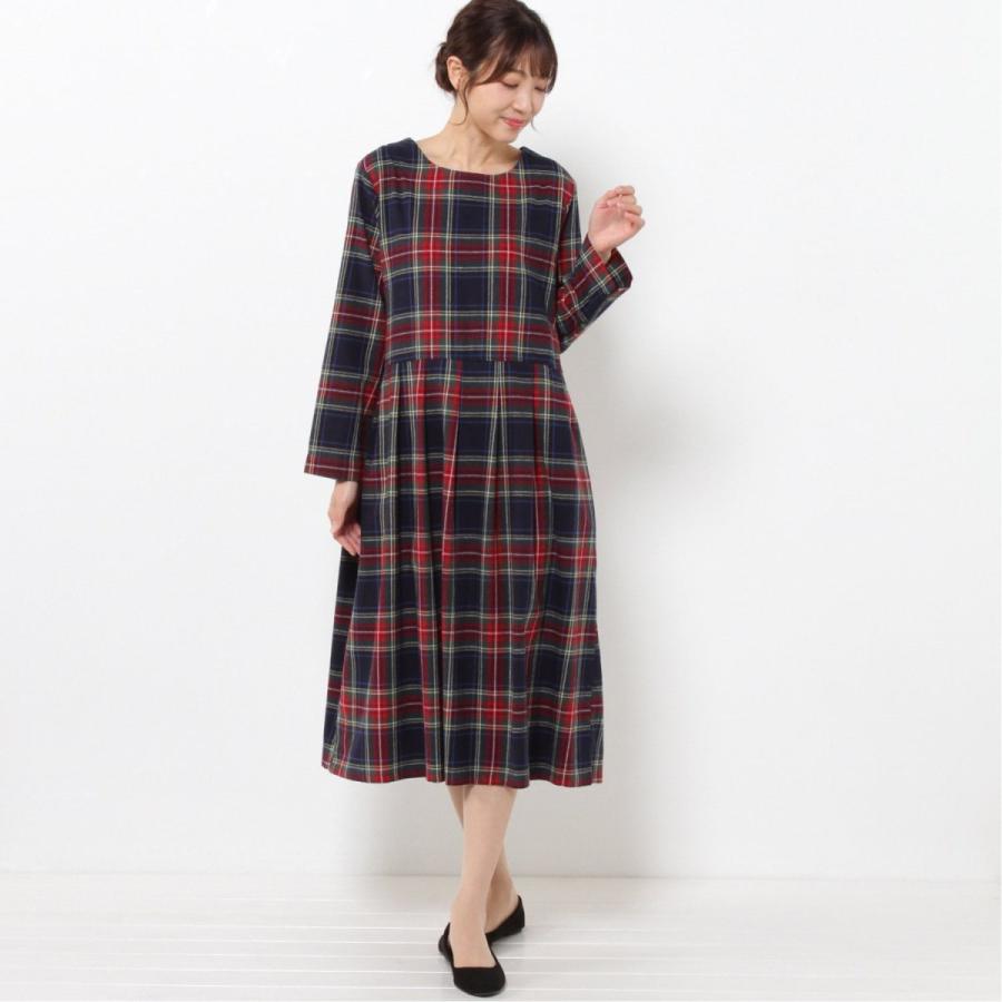 ネル切替ワンピース ブラックウォッチ M L ベルメゾン Paypayモール店 通販 Paypayモール