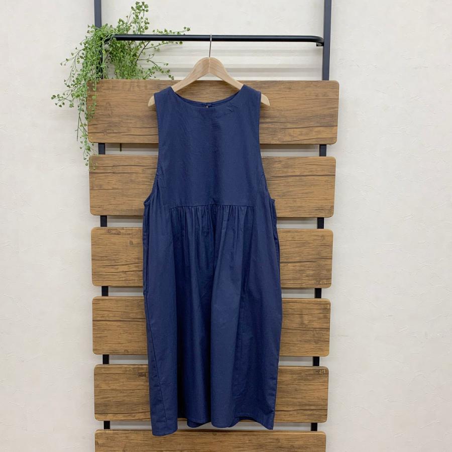 インド綿エプロンワンピース 最終決算 ネイビー M L2 900円