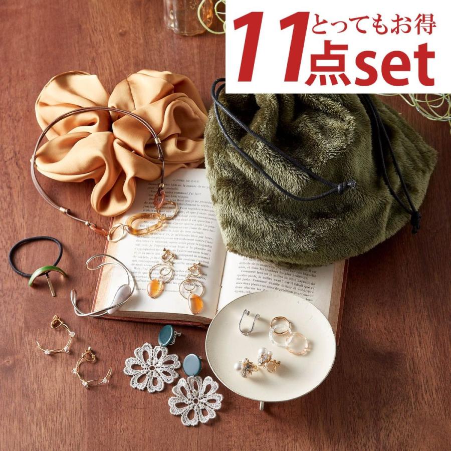 フェイクファー巾着付き アクセサリー福袋 ブラウン イヤリング ピアス ベルメゾン Paypayモール店 通販 Paypayモール