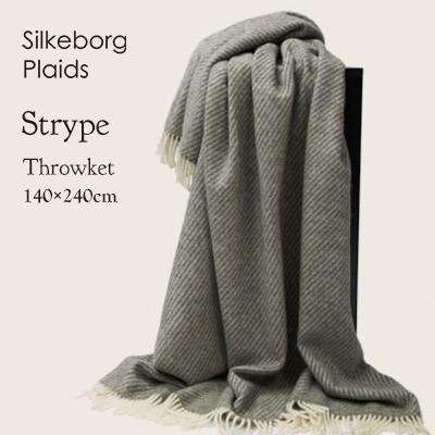 ブランケット ひざ掛け スローケット シルケボー ボーンホルム ノルディックグレー 00-1019-0103 旧ストライプ100103 ウール100％ 140×240cm 北欧 | 
