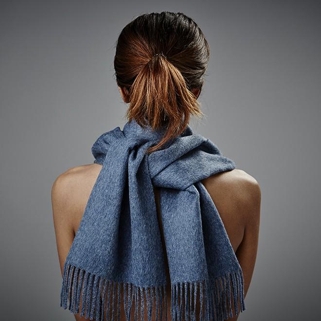 ストール ベビーアルパカ マフラー シルケボーウルドスピンデリ デニムブルー 30×200cm 00-1027-0726  Silkeborg Uldspinderi オシャレ |  | 01