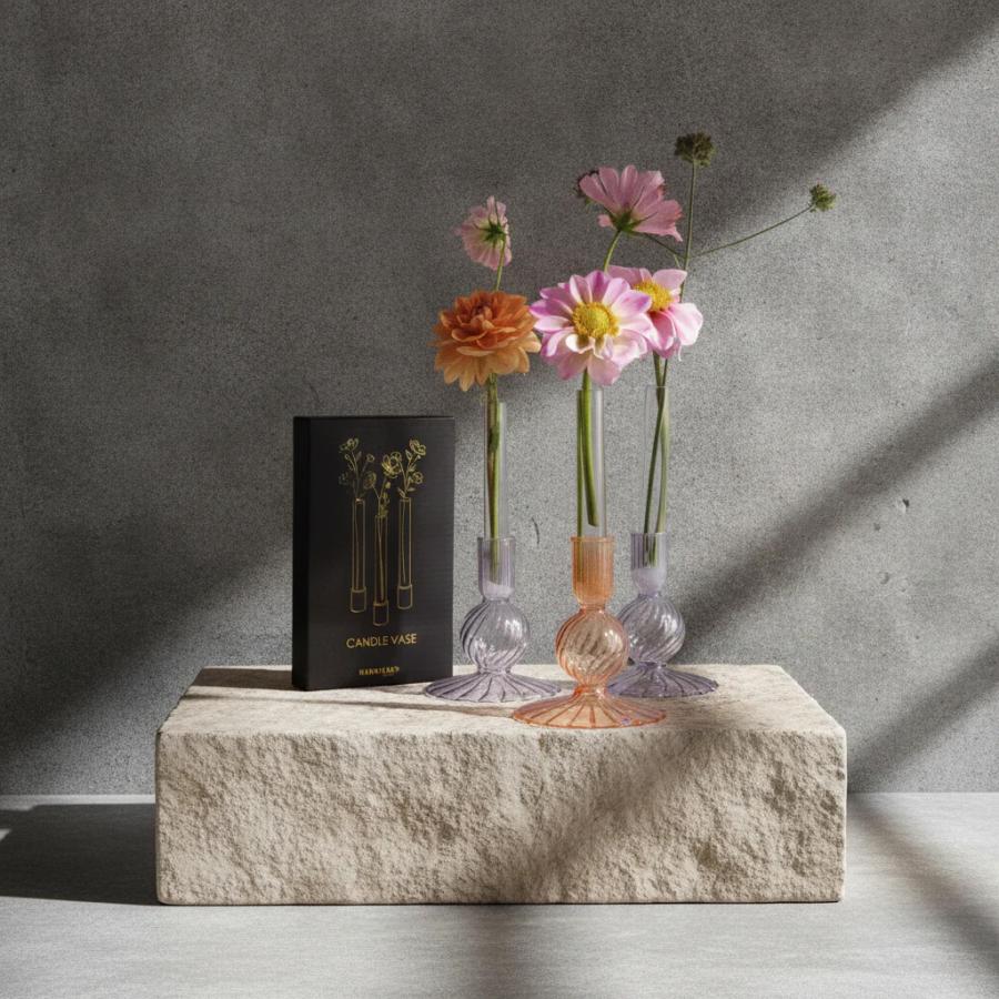 HANATABA ハナタバ Candle Vase キャンドルベース 3pcs  Φ2×H15cmフラワーベース 一輪挿し ガラス 花束 |  | 01