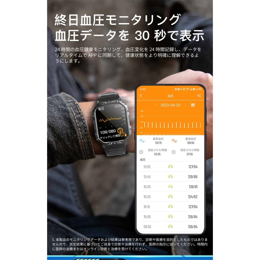 スマートウォッチ 日本製 センサー Bluetooth通話機能 血糖値 軍用規格 血圧測定 血中酸素 体温監視 心拍数 活動量計 歩数計 iPhone Android対応 IP68 日本語｜belleperle-store｜20