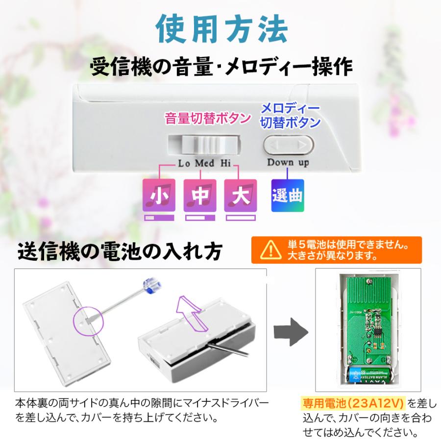 ワイヤレスチャイム 無線 呼び鈴 ドアベル ドアチャイム ドアホン ドアフォン インターホン 玄関 電池式 |  | 10