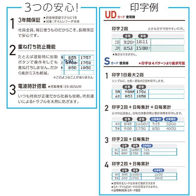 MAX/マックス タイムレコーダー ER-80SU ホワイト ER90716 メーカー保証期間：3年 対応タイムカード：ER-Sカード、ER-UDカード 対応インクリボン：ER-IR103｜bellepo｜02