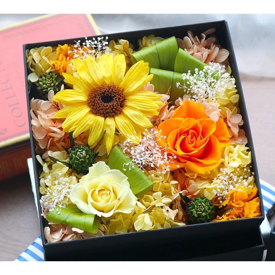 プリザーブドフラワー #ひまわりボックスフラワー 誕生日 花 プリザーブドフラワー #ひまわりボックスフラワー 誕生日 花
