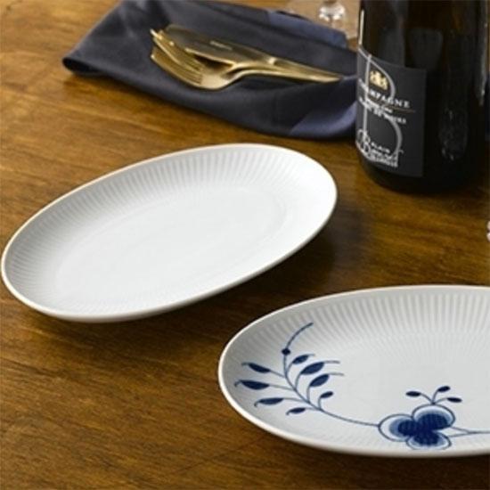 ⑥ロイヤルコペンハーゲン ホワイトフルーテッド オーバルディッシュ 2枚 ホワイトフルーテッド ロイヤル コペンハーゲン ホワイトフルーテッド