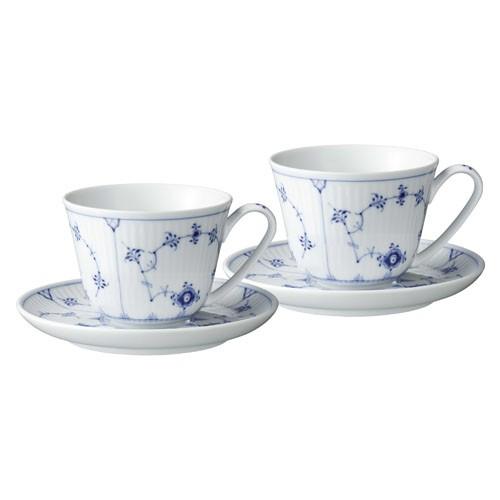 ロイヤル コペンハーゲン ブルーフルーテッド プレイン カップ＆ソーサー ペア