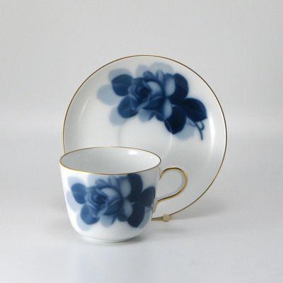 大倉陶園ブルーローズモーニング碗皿ペアー