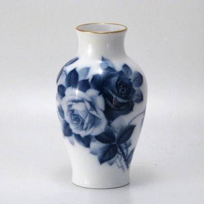 1214-200 大倉陶園 ブルーローズ 19cm 花生 74A/8011 8011/74A 花瓶 花器 フラワーベース ブルーローズ（8011） 19cm花器