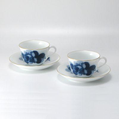 大倉陶園　ブルーローズ　コーヒー碗皿(カップ＆ソーサー)　ペアギフトセット_4