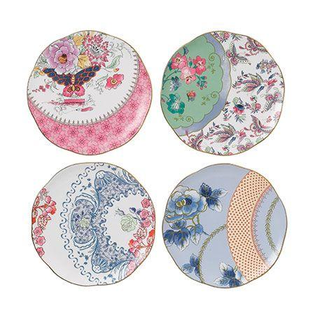 WEDGWOOD ウェッジウッド バタフライ ブルーム プレート 21cm 4枚(絵