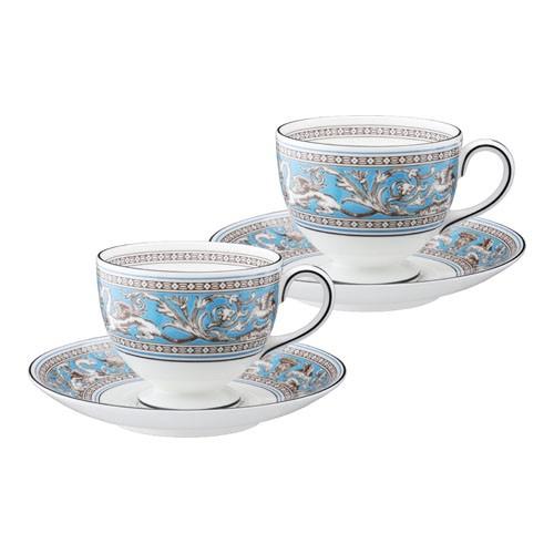 ウェッジウッド フロレンティーンターコイズ ティーカップ＆ソーサー (リー) ペアギフトセット
