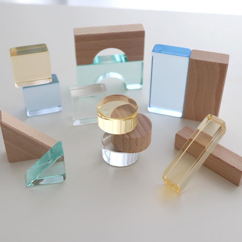 Lumiere Cubes Noah アクリル＆木の積み木26ピース 男の子 女の子 クリスマスプレゼント　２歳　３歳　４歳　５歳　インテリア　おもちゃ_3