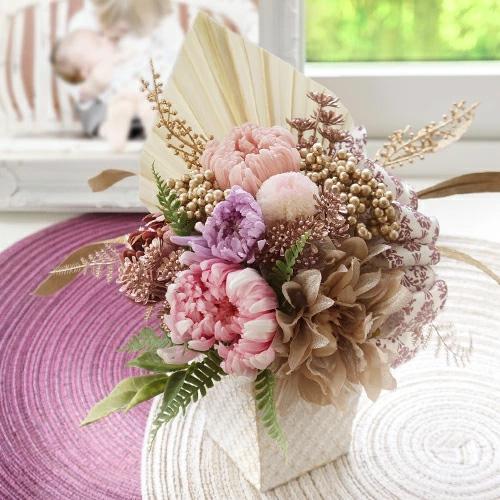 和風プリザーブドフラワー 乙女菊（おとめぎく）長寿祝い 百寿 各種お祝い ポット付 オールシーズン対応 プリザ アレンジ 枯れない あすつく 送料無料