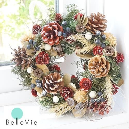 クリスマスリース マイサイズリース 23 25ｃｍ インテリアフラワー おしゃれ Wreath064 お祝いギフトの専門店ベルビー 通販 Yahoo ショッピング