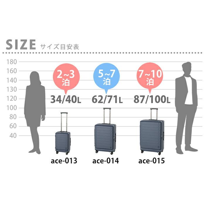 ＼SALE 20％OFF／ACE エース スーツケース エスカレラ フロントオープン キャリーバッグ 拡張 機内持込 国際線 国内線 34〜40L Sサイズ 8輪 TSロック 05651 | Ace | 17