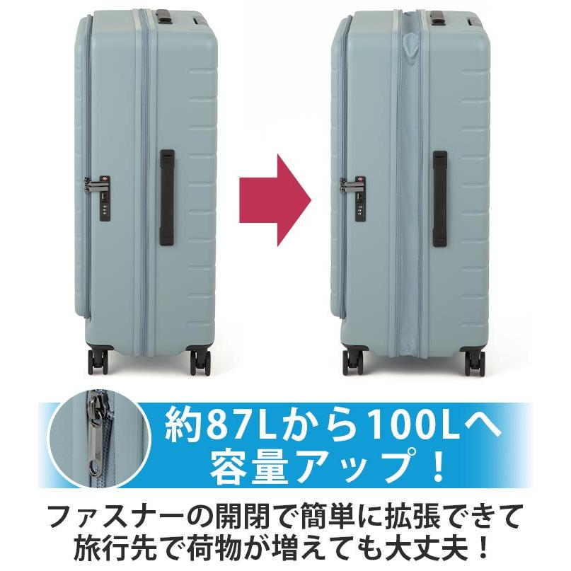 ＼SALE 20％OFF／ACE エース スーツケース エスカレラ フロントオープン キャリーバッグ 拡張 国際線 国内線 87〜100L Lサイズ メンズ 8輪 TSロック 05653 | Ace | 13