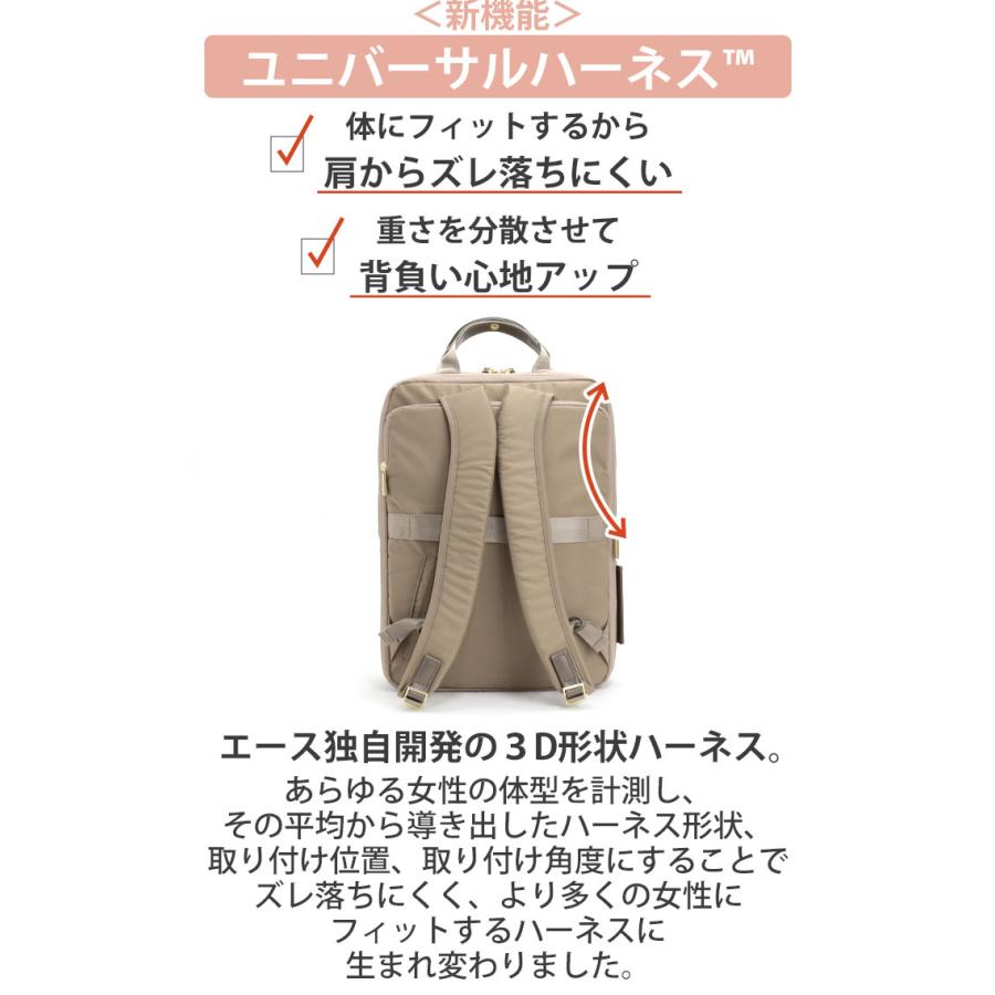 エース ジーン ビジネスリュック ace.GENE レディース 正規品 フィッテム ビジネスバッグ スクエア 拡張 A4 14.0インチ 68684_10