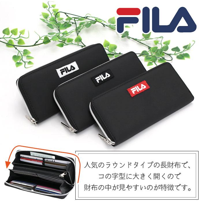 FILA（フィラ） 長財布 財布 刺繍 ラウンドファスナー ラウンド財布