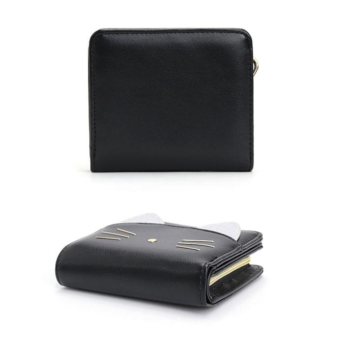 財布 二つ折財布 グリッターキャット LF L字ファスナー 札入れ 合皮 ネコ 猫 ラメ ハートチャーム レディース ミドルウォレット JS-3801 |  | 10