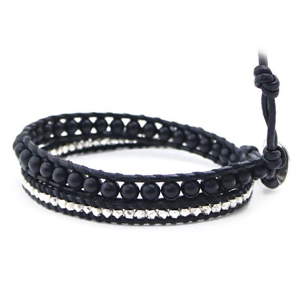 チャンルー CHAN LUU ストーンビーズ2連ブレスレット シルバー925 SALE】ストーンビーズミックス 2連ラップブレスレット メンズ
