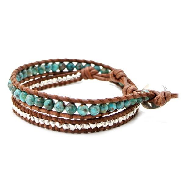 チャンルー CHAN LUU ストーンビーズミックス 2連ラップブレスレット  ターコイズ ユニセックス COMRESSED TURQUOISE  BS-5253CLJ-TQ-2｜bellmart｜02