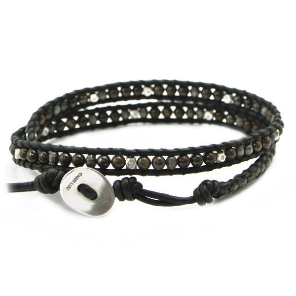 当店限定販売 チャンルー Chan Bsm 1716 Bk Black Mix Natural Bronzite メンズ 2連ラップブレスレット ストーンビーズミックス Luu メンズアクセサリー