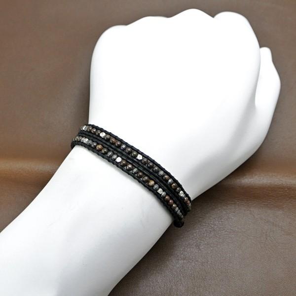 当店限定販売 チャンルー Chan Bsm 1716 Bk Black Mix Natural Bronzite メンズ 2連ラップブレスレット ストーンビーズミックス Luu メンズアクセサリー