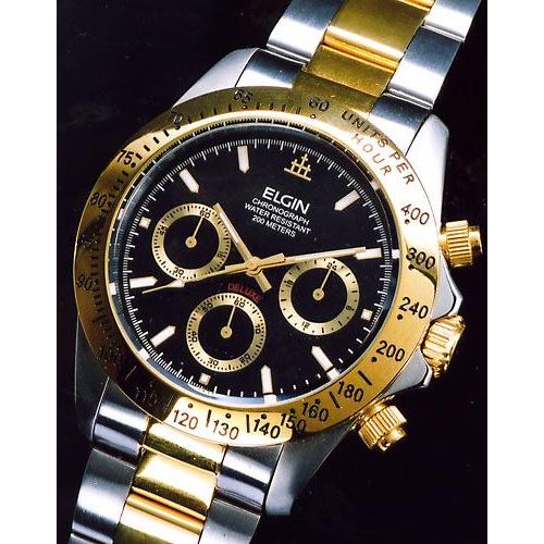 ELGIN（エルジン） クロノグラフ・ダイバーズウォッチ コンビ/ブラック