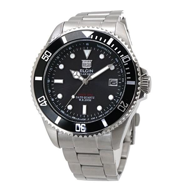 【値下げ】ほぼ新品　ELGIN エルジン　腕時計　FK-1426-FL 未使用 ELGIN エルジン ソーラー ダイバー腕時計 20気圧防水 太陽電池