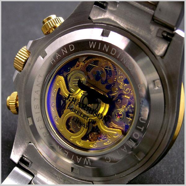 ジョンハリソンJ.HARRISON 多機能両面スケルトンタイプ機械式腕時計 スワロフスキー12ポイント（ブラック） 国内正規品 JH-003GBK｜bellmart｜04