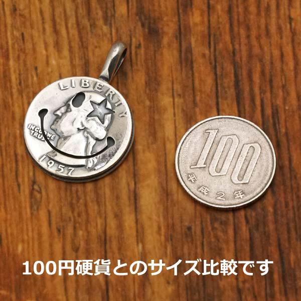 ノースワークス NORTH WORKS コイン ネックレス 50cmチェーン付き スマイルマーク ニコちゃん 片目が星印 25セント銀貨 シルバー 日本製 N-211-S-50【正規品】_6