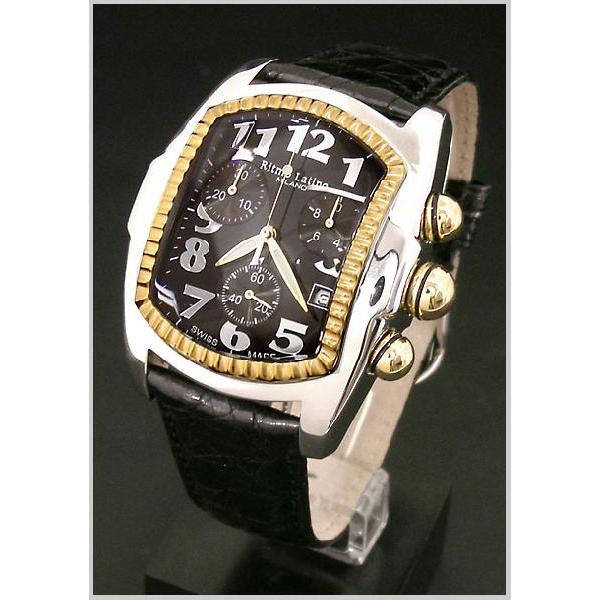 Ritmo Latino（リトモラティーノ） 腕時計CLASSICO（クラシコ）クロノグラフ/ワニ革黒ベルト 黒文字盤/メンズ  （正規品） QCAL30GS｜bellmart｜02