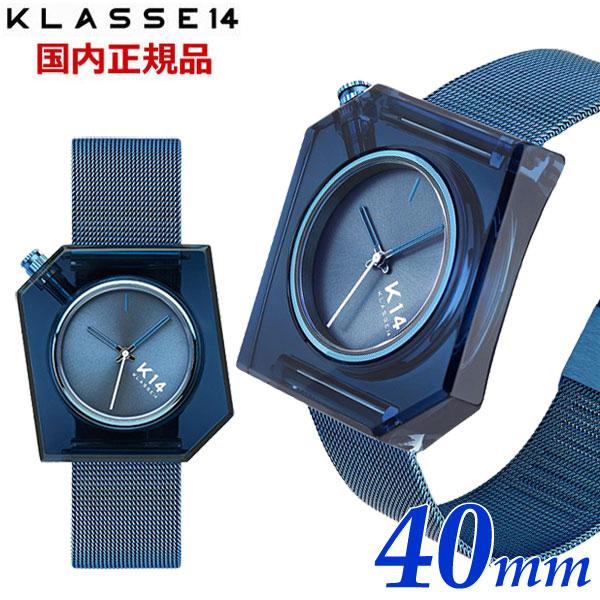 一流の品質 KLASSE14 クラス14 クラスフォーティーン K14 IRREGULARLY SQUARE Blue with Mesh Strap 40mm  イレギュラリー スクエア ブルーメンズ 腕時計 ステンレスベルト 腕時計
